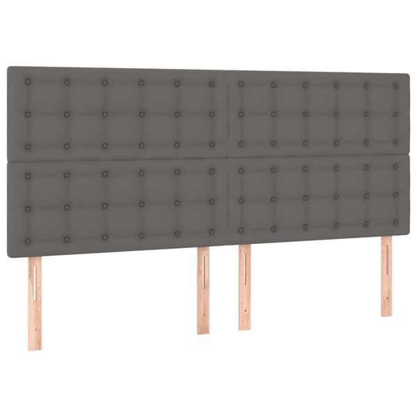 Ramsäng med madrass & LED grå 200x200 cm konstläder