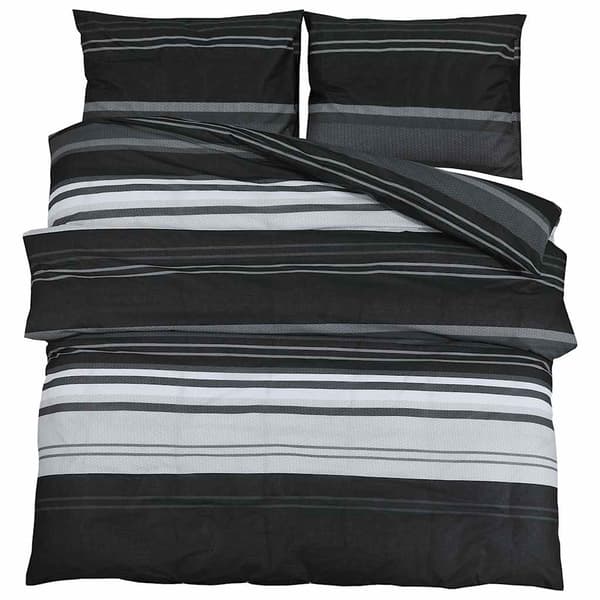 Bäddset svart och vit 200x220 cm bomull