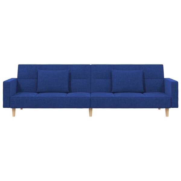 Bäddsoffa 2-sits med två kuddar blå tyg