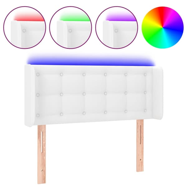 Sänggavel LED vit 103x16x78/88 cm konstläder