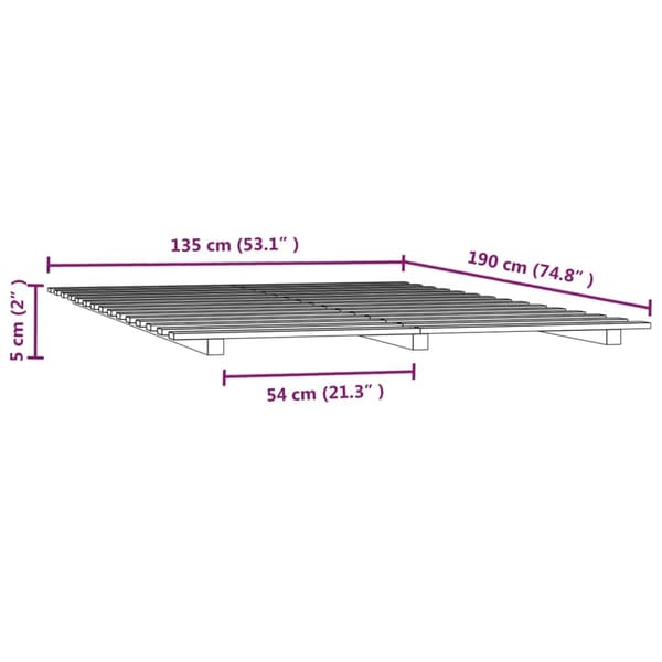 Sängram vit 135x190 cm massiv furu