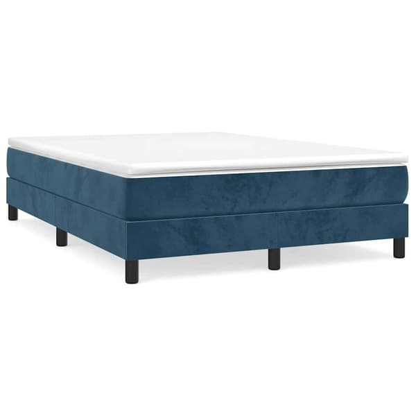 Boxspring-sängram mörkblå 140x190 cm sammet