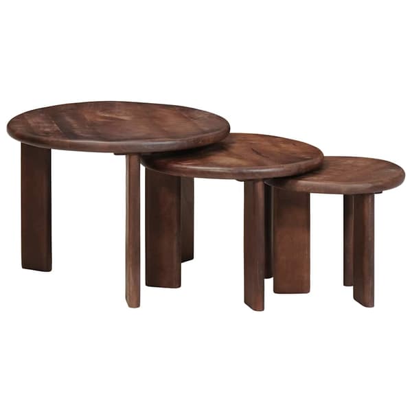 Nesting Kaffe Bord 3 pcs Mörkbrun Massivt mangoträ