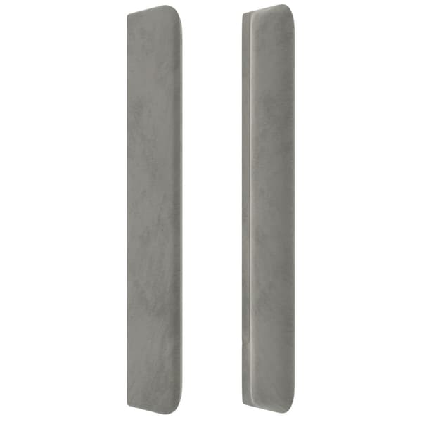 Sänggavel LED ljusgrå 203x16x118/128 cm sammet