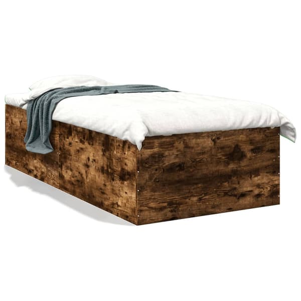 Sängram rökfärgad ek 75x190 cm konstruerad trä