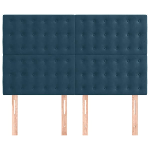 Sänggavel mörkblå 144x5x118/128 cm sammet