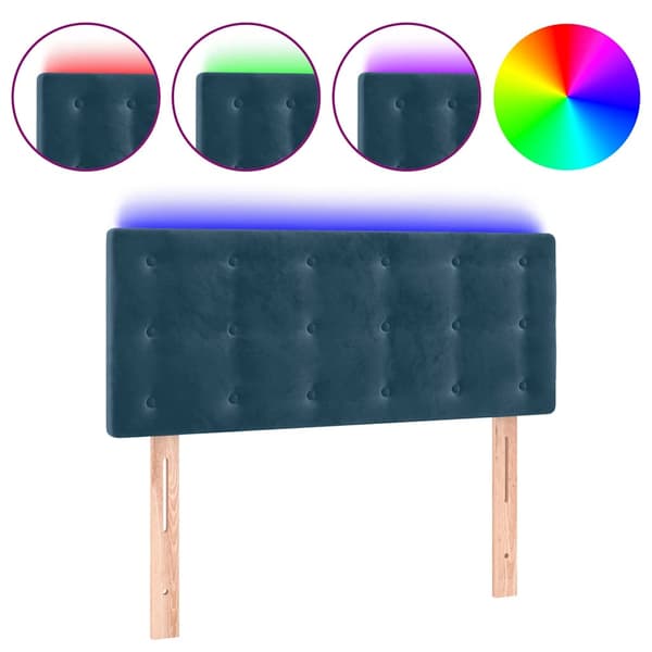 Sänggavel LED mörkblå 90x5x78/88 cm sammet