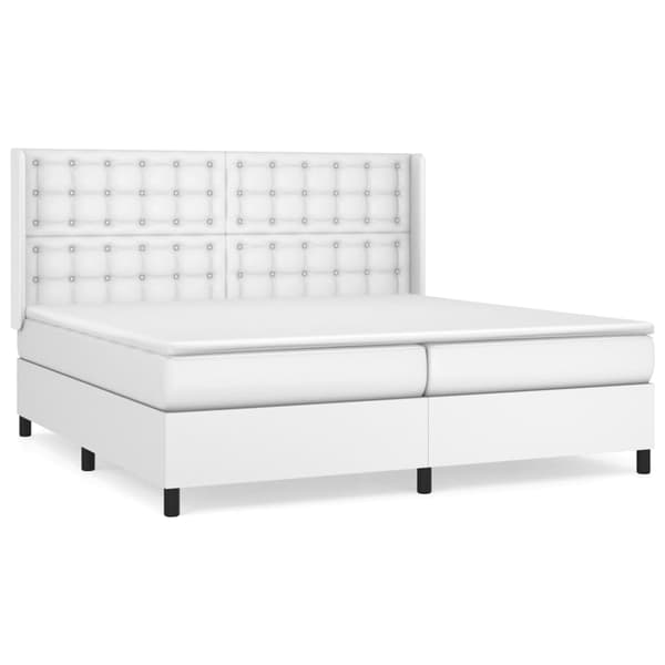 Ramsäng med madrass vit 200x200 cm konstläder