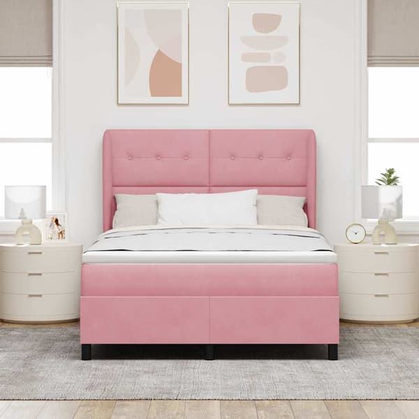 Bäddfjäder med madrass Rosa 200 x 140 cm Polyester