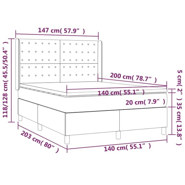 Ramsäng med madrass vit 140x200 cm konstläder
