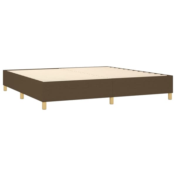 Ramsäng med madrass mörkbrun 200x200 cm tyg