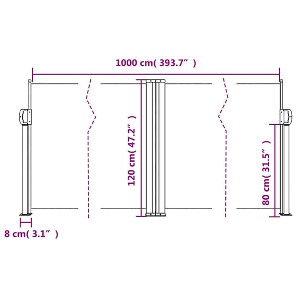 Infällbar sidomarkis taupe 120x1000 cm