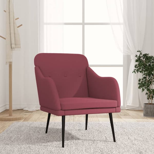 Fåtölj vinröd 63x76x80 cm tyg