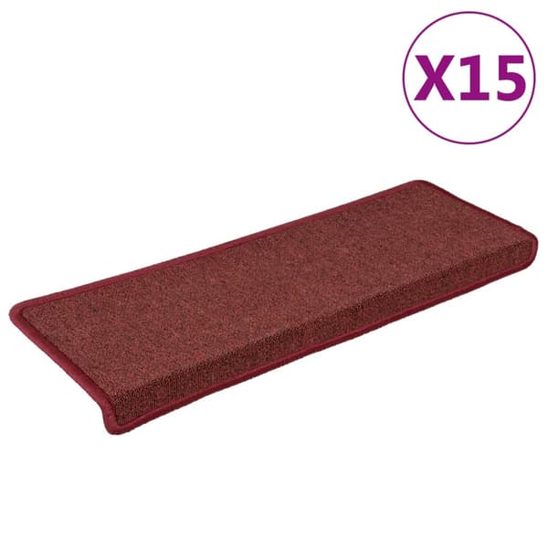 Trappmattor 15 st 65x21x4 cm bordeaux rektangulär kant