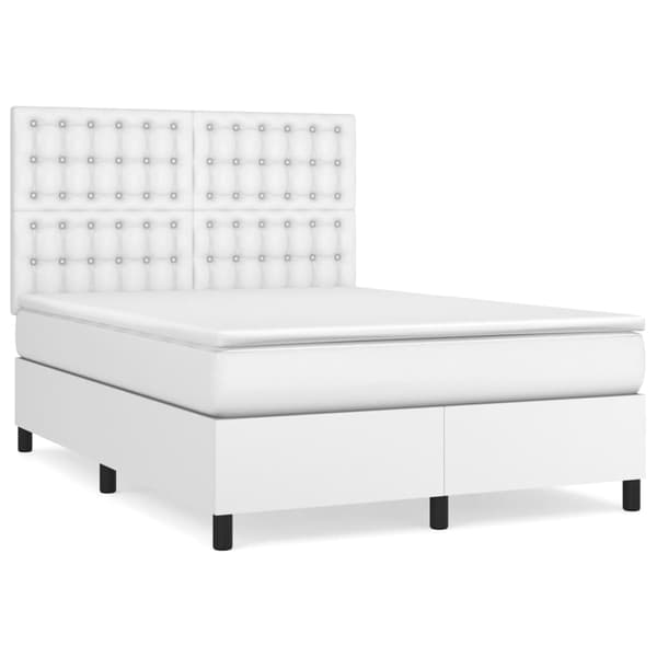 Ramsäng med madrass vit 140x200 cm konstläder