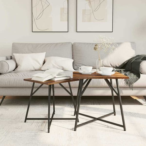 Sidobordsset 2 pcs Rökt Ek och Svart
