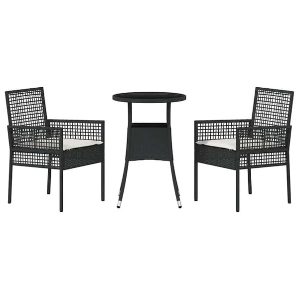 Trädgårdsmöbelset 3 pcs Svart konstrotting