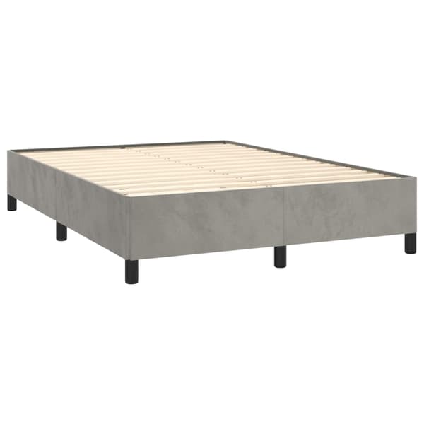 Ramsäng med madrass ljusgrå 140x190 cm sammet