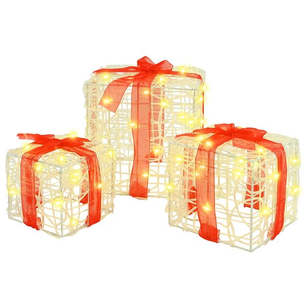 Presentlåda 3 pcs Varmvit 20 x 20 x 20 cm Akryl