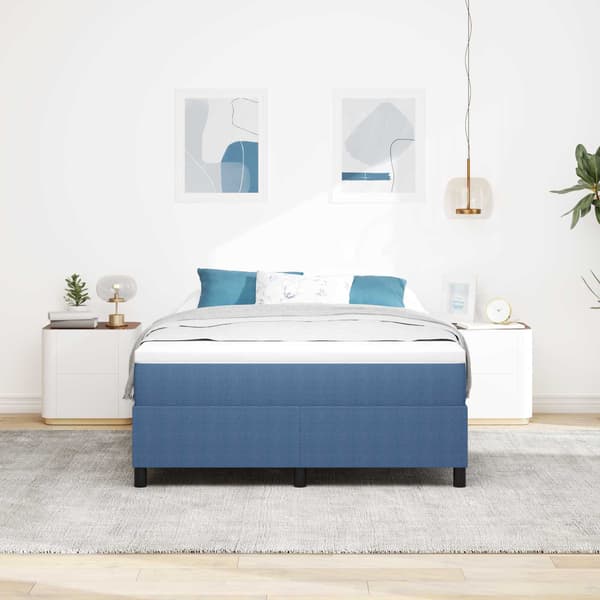 Plattform sängram Blå 140 x 200 cm Kordread tyg
