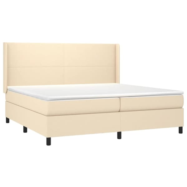 Ramsäng med madrass gräddvit 200x200 cm tyg