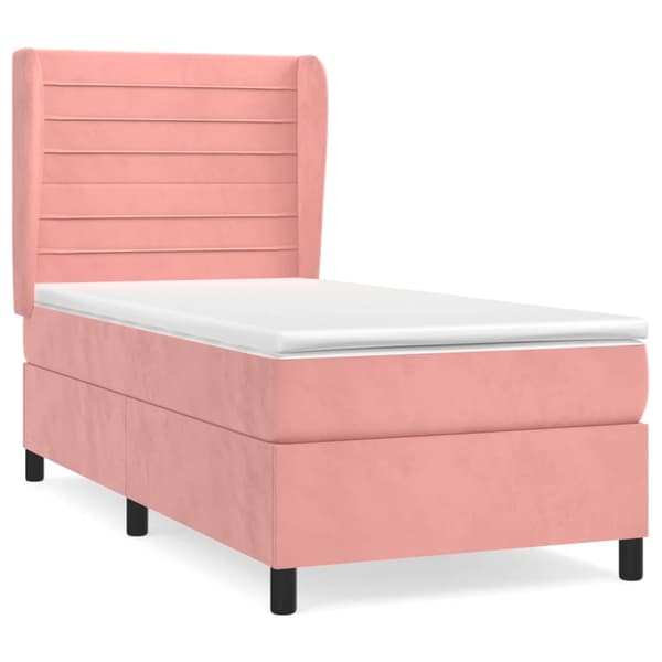 Ramsäng med madrass rosa 90x200 cm sammet
