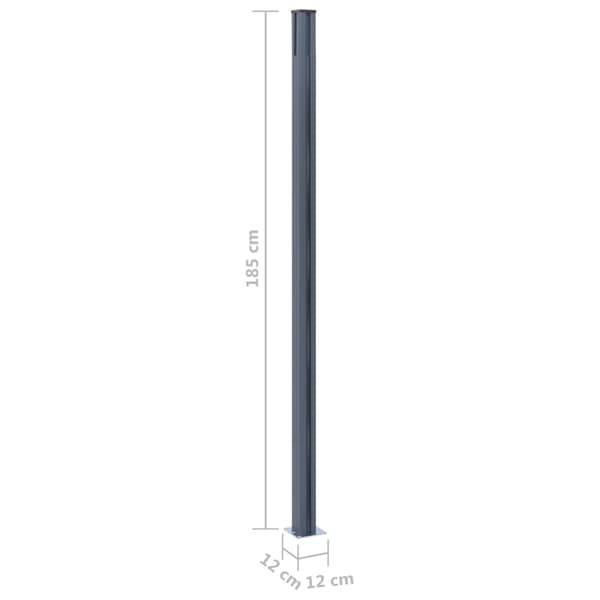 Staketstolpar 2 st mörkgrå 185 cm aluminium