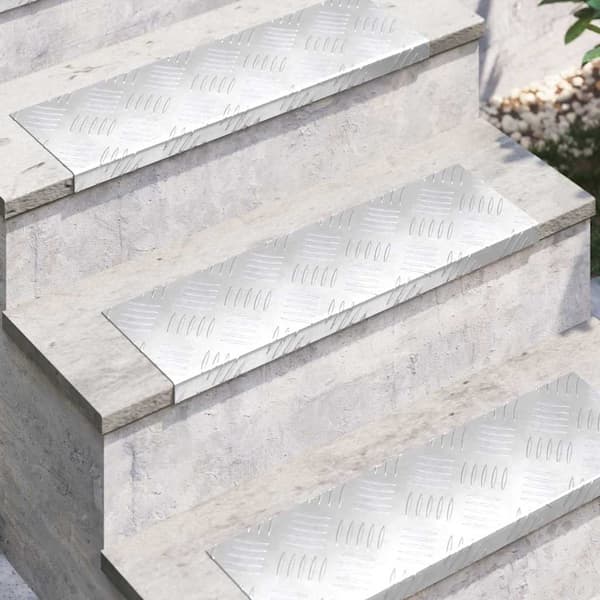 Trappsteg Rektangulär 10 pcs Silver 60 x 18 x 2,5 cm Aluminium