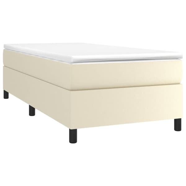 Boxspring-sängram gräddvit 90x200 cm konstläder