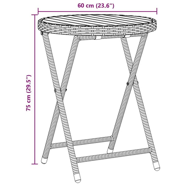 Trädgårds Bistro Set 3 pcs Grå konstrotting
