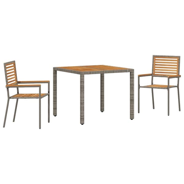 Trädgårdsmöbelset 3 pcs Grå och Brun konstrotting