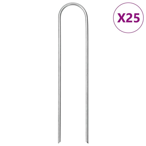 Markpinne U-format 25 st 15x3,5 cm galvaniserat stål