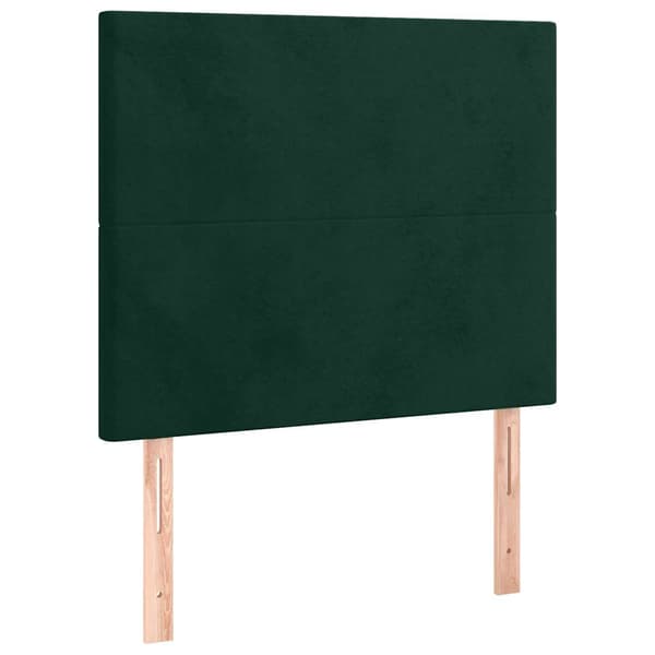 Ramsäng med madrass & LED mörkgrön 90x190 cm sammet