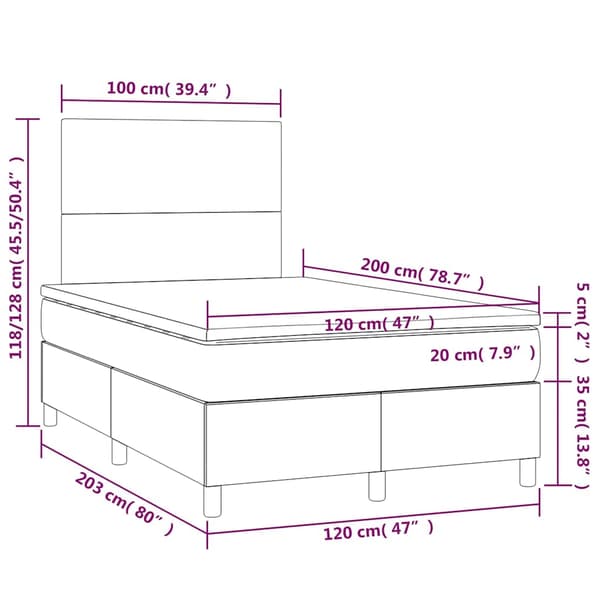 Ramsäng med madrass mörkblå 120x200 cm sammet