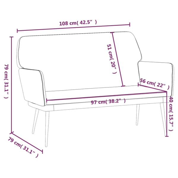 Bänk svart 108x79x79 cm sammet