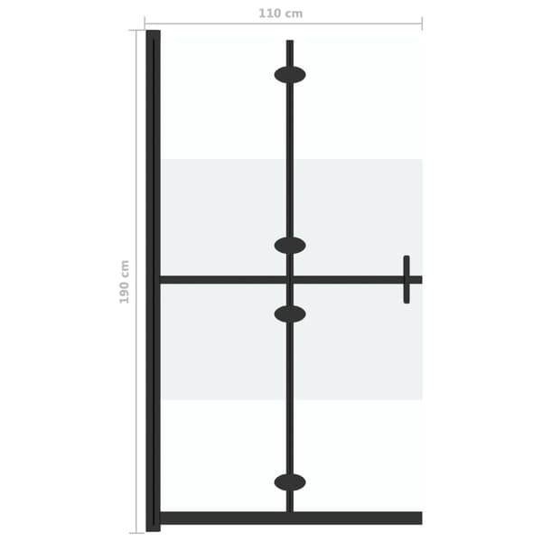 Vikbar duschvägg med halvfrostat ESG-glas 110x190 cm