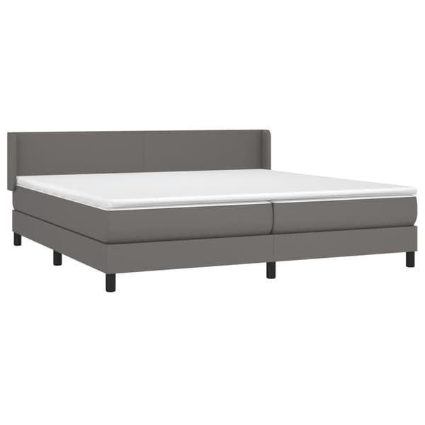 Ramsäng med madrass grå 200x200 cm konstläder
