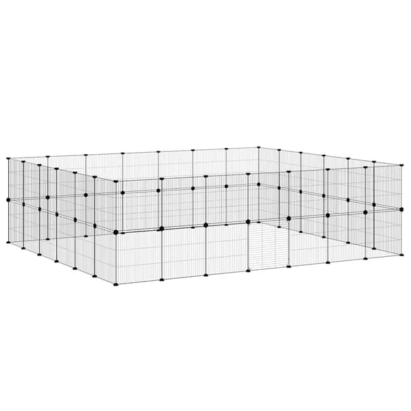 Husdjursbur svart 52 paneler 35x35 cm stål