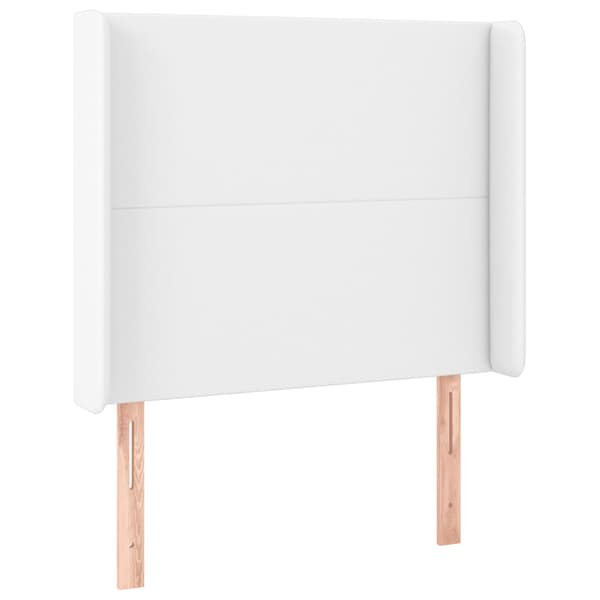 Sänggavel LED vit 93x16x118/128 cm konstläder