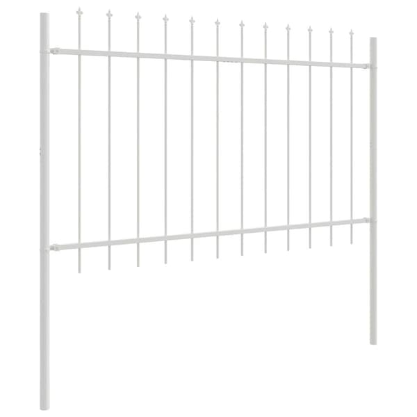 Trädgårdsstängsel 3 pcs Vit 5,1 x 0,8 m Pulverlackerad stål