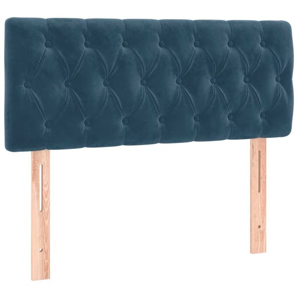 Ramsäng med madrass mörkblå 100x200 cm sammet