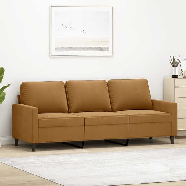3-sitssoffa brun 180 cm sammet