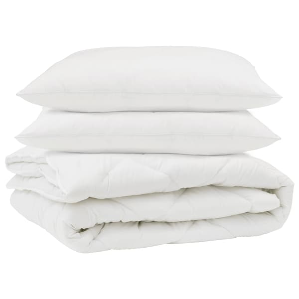 Duntäcke med kudde 3 pcs Vit Mikrofiber