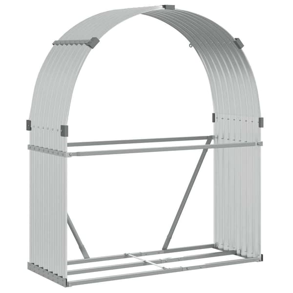 Vedställ silver 120x45x140 cm galvaniserat stål
