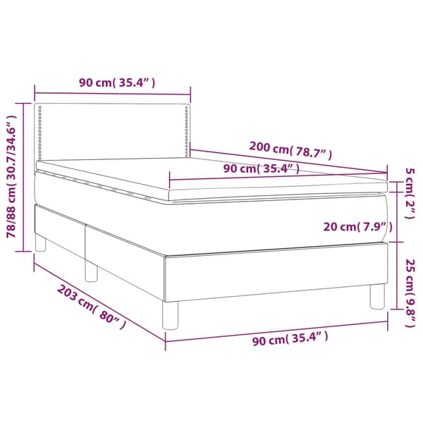 Ramsäng med madrass ljusgrå 90x200 cm sammet