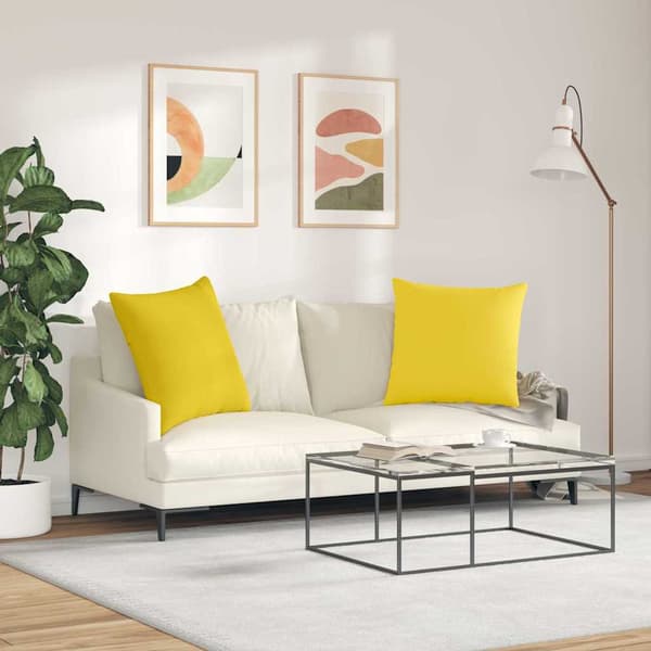 Sofakuddar 2 st tyg Ljusgul 80 x 80 cm