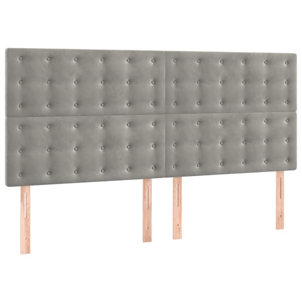 Sänggavel ljusgrå 200x5x118/128 cm sammet