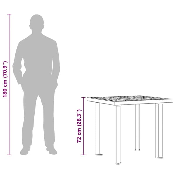 Trädgårdsbord vit 80x75x72 cm plast