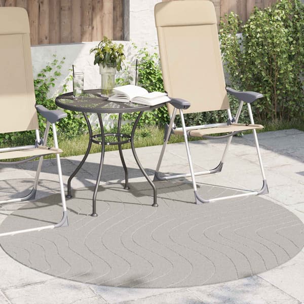Områdesmattor Rund PALMERAS Kräm Ø 200 CM Polyester