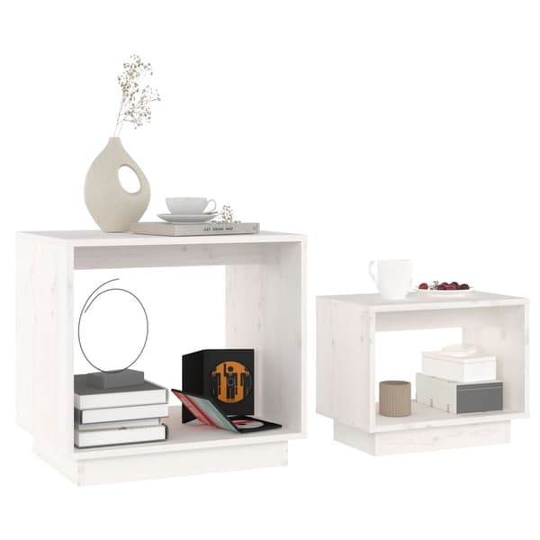 Satsbord 2 st vit massiv furu